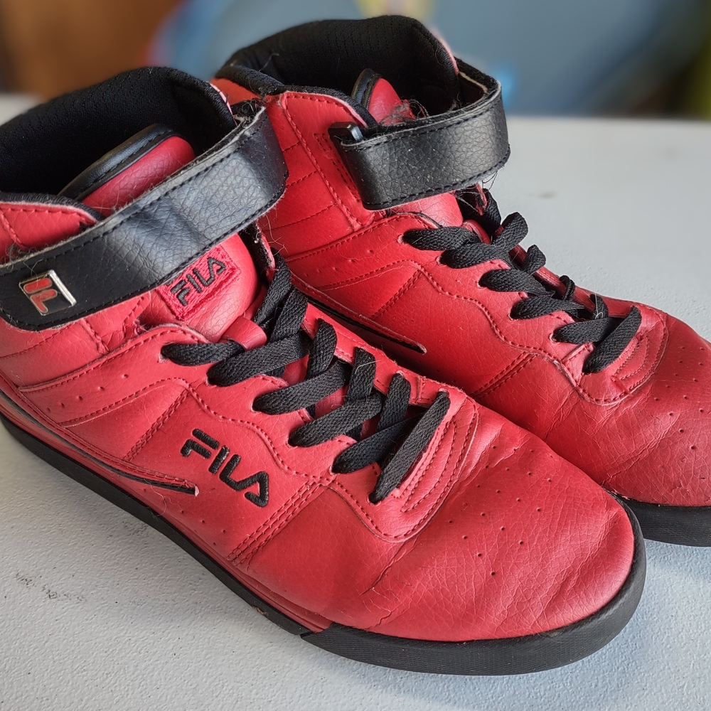 Fila Mens High Top Red Casual Shoes Sneakers Size 8.5